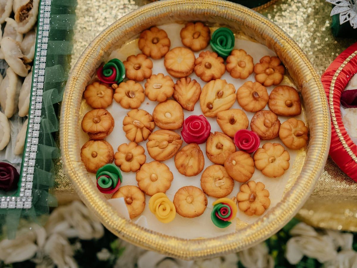 A tray of sweets for a wedding table
